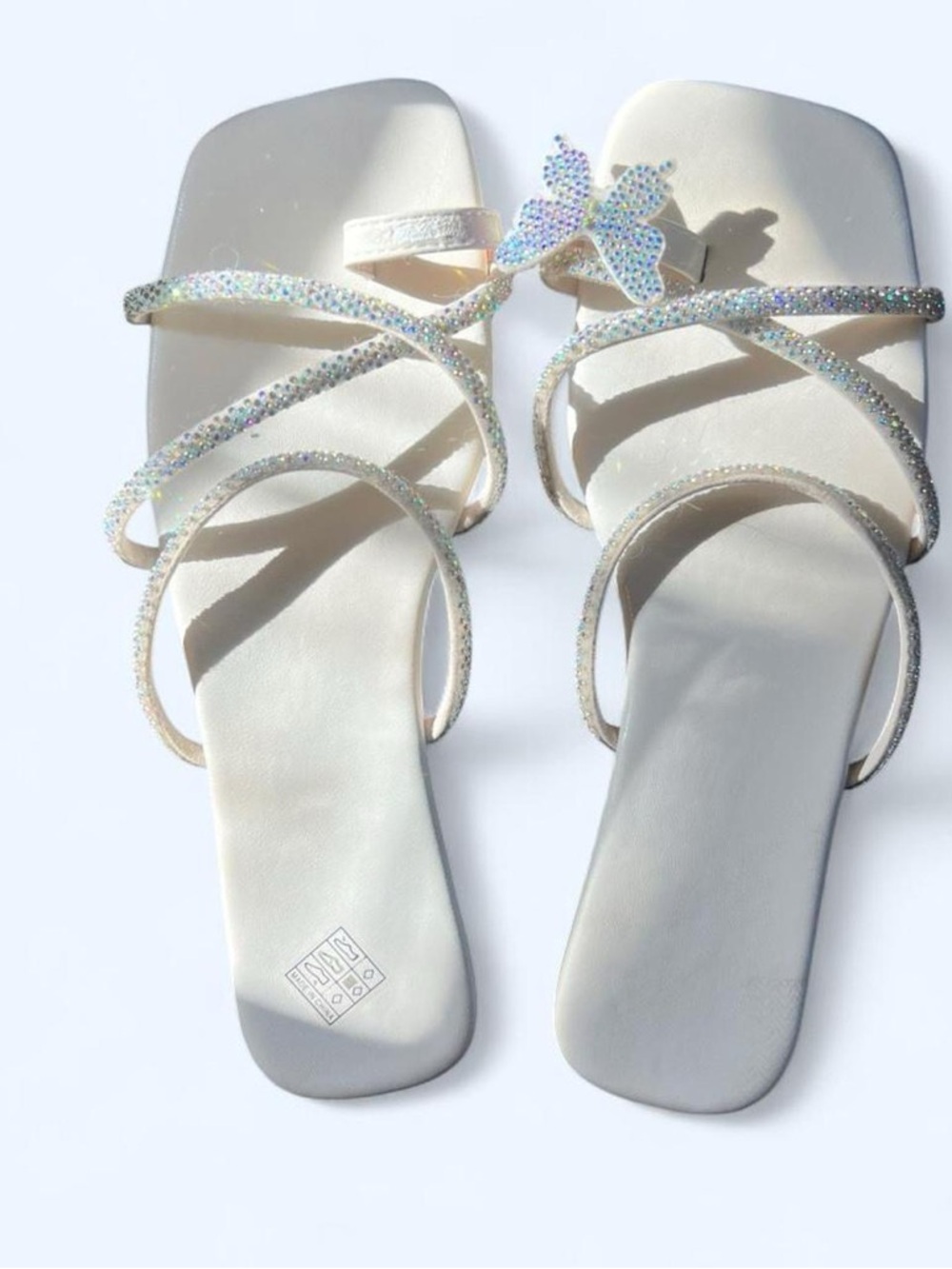 Crystal Butterfly Ivory Strappy Women's Sandals